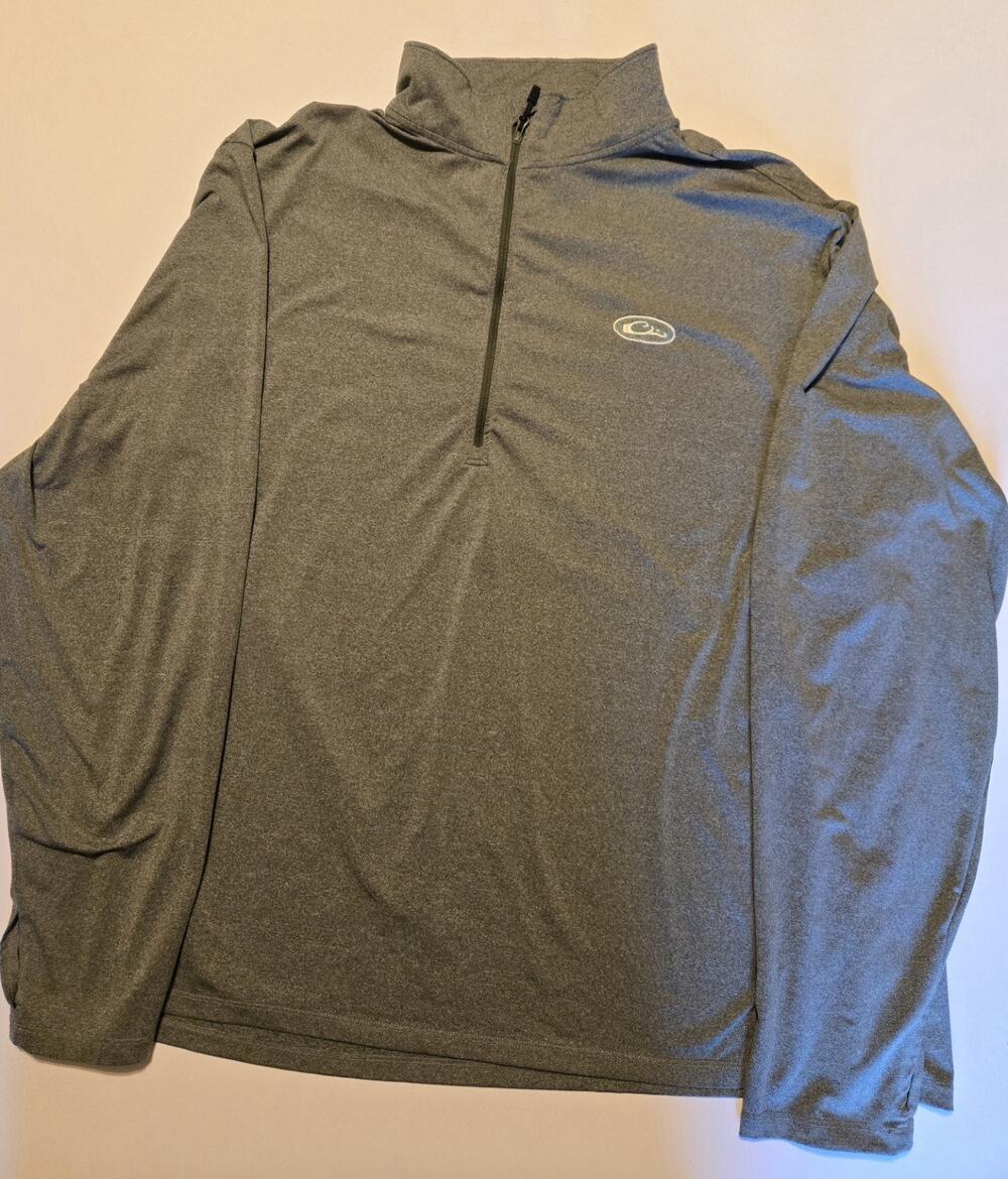 Drake Clothing Company Mens 2X Quarter 1/4 Zip Pullover Shirt Grey Performance
